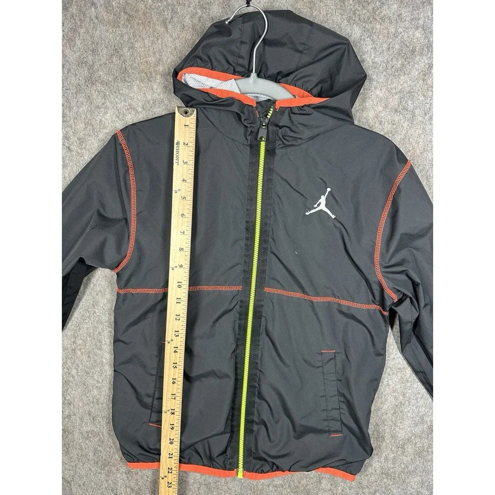 Jordan Boys Windbreaker Jacket Youth L 12-13 Black Orange Neon Full Zip